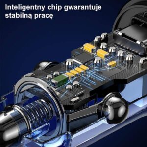 Automobilinis įkroviklis 30W USB + USB-C Fast Charge Usams C32 CC164CC02 (US-CC164) mėlynos spalvos - Image 3