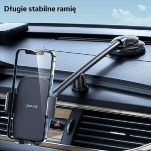 USAMS Automobilinis telefono laikiklis tvirtinamas ant panelės juodos spalvos ZJ065ZJ01 (US-ZJ065) - Image 4