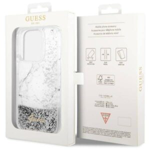 Apple iPhone 14 Pro Guess dėklas Liquid Glitter Marble (GUHCP14LLCSGSGH) baltos spalvos - Image 8