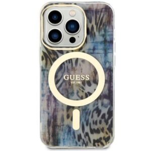 Apple iPhone 14 Pro Guess dėklas Leopard MagSafe (GUHMP14LHLEOPWB) mėlynos spalvos - Image 3