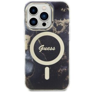 Apple iPhone 14 Pro Guess dėklas Golden Marble Collection MagSafe (GUHMP14LHTMRSK) juodos spalvos - Image 3