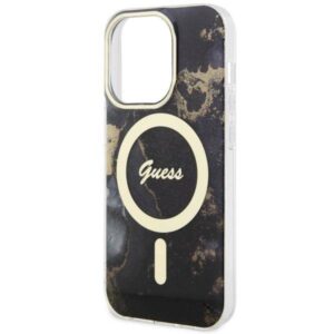 Apple iPhone 14 Pro Guess dėklas Golden Marble Collection MagSafe (GUHMP14LHTMRSK) juodos spalvos - Image 6