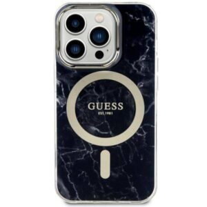 Apple iPhone 14 Pro Guess dėklas Golden Marble Collection MagSafe (GUHMP14LPCUMAK) juodos spalvos - Image 3