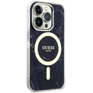 Apple iPhone 14 Pro Guess dėklas Golden Marble Collection MagSafe (GUHMP14LPCUMAK) juodos spalvos - Image 4
