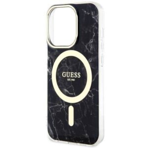 Apple iPhone 14 Pro Guess dėklas Golden Marble Collection MagSafe (GUHMP14LPCUMAK) juodos spalvos - Image 6