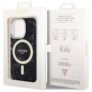 Apple iPhone 14 Pro Guess dėklas Golden Marble Collection MagSafe (GUHMP14LPCUMAK) juodos spalvos - Image 8