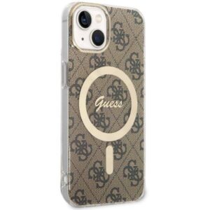 Apple iPhone 14 plus Guess dėklas 4G MagSafe (GUHMP14MH4STW) rudos spalvos - Image 3