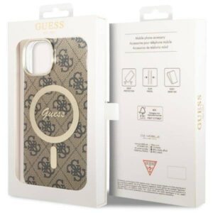 Apple iPhone 14 plus Guess dėklas 4G MagSafe (GUHMP14MH4STW) rudos spalvos - Image 7