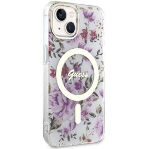 Apple iPhone 14 Guess dėklas Flower MagSafe (GUHMP14SHCFWST) skaidrus - Image 4