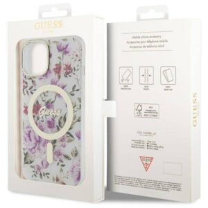 Apple iPhone 14 Guess dėklas Flower MagSafe (GUHMP14SHCFWST) skaidrus - Image 8