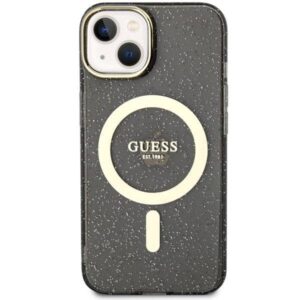 Apple iPhone 14 Guess dėklas Glitter Gold MagSafe (GUHMP14SHCMCGK) juodos spalvos - Image 3