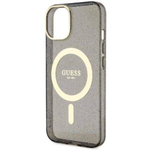 Apple iPhone 14 Guess dėklas Glitter Gold MagSafe (GUHMP14SHCMCGK) juodos spalvos - Image 6