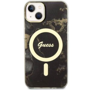 Apple iPhone 14 Guess dėklas Golden Marble Collection MagSafe (UHMP14SHTMRSK) juodos spalvos - Image 3