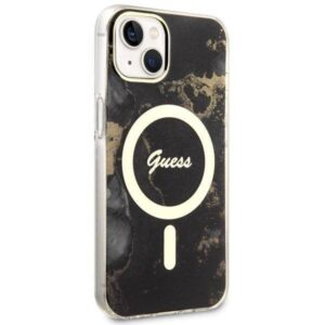 Apple iPhone 14 Guess dėklas Golden Marble Collection MagSafe (UHMP14SHTMRSK) juodos spalvos - Image 4