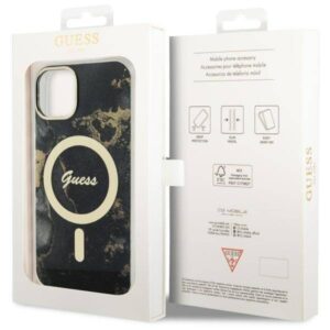 Apple iPhone 14 Guess dėklas Golden Marble Collection MagSafe (UHMP14SHTMRSK) juodos spalvos - Image 8