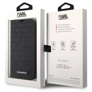 Apple iPhone 14 Pro Karl Lagerfeld Bookdėklas Saffiano Monogram (KLBKP14LSAKLHPK) juodos spalvos - Image 7