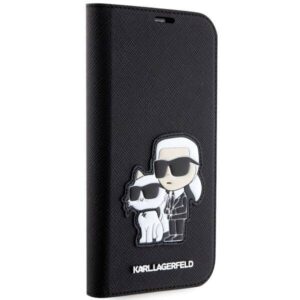 Apple iPhone 14 Pro Karl Lagerfeld Bookdėklas Saffiano Karl & Choupette (KLBKP14LSANKCPK) juodos spalvos - Image 5