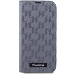 Apple iPhone 14 Pro Max Karl Lagerfeld Bookdėklas Saffiano Monogram (KLBKP14XSAKLHPG) sidabrinės spalvos - Image 3