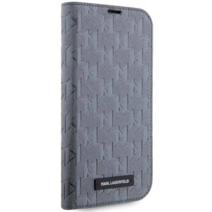 Apple iPhone 14 Pro Max Karl Lagerfeld Bookdėklas Saffiano Monogram (KLBKP14XSAKLHPG) sidabrinės spalvos - Image 5