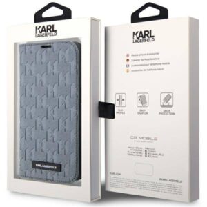 Apple iPhone 14 Pro Max Karl Lagerfeld Bookdėklas Saffiano Monogram (KLBKP14XSAKLHPG) sidabrinės spalvos - Image 7