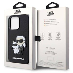 Apple iPhone 14 Pro Karl Lagerfeld dėklas Saffiano Karl & Choupette Embossed (KLHCP14LSANKCPK) juodos spalvos - Image 8