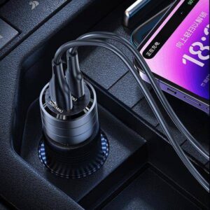 USAMS automobilinis įkroviklis C36 USB+USB-C 95W Fast Charge fioletowy/purple CC176CC02 (US-CC176) - Image 7