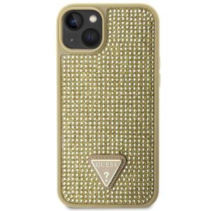 Apple iPhone 14 Guess dėklas Rhinestone Triangle (GUHCP14SHDGTPD) aukso spalvos - Image 3