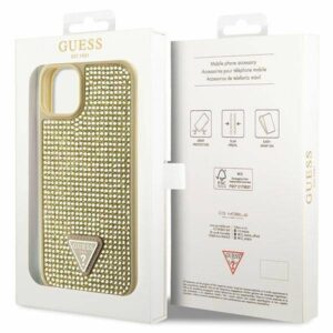 Apple iPhone 14 Guess dėklas Rhinestone Triangle (GUHCP14SHDGTPD) aukso spalvos - Image 8