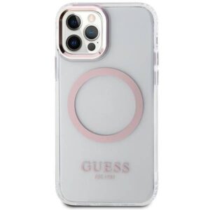 Apple iPhone 12 / 12 Pro Guess Dėklas Metal Outline Magsafe (GUHMP12MHTRMP) rožinės spalvos - Image 3