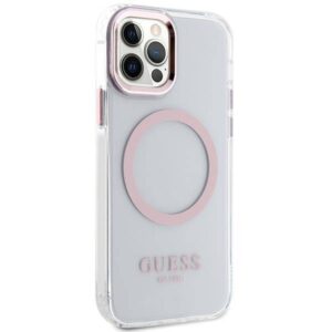 Apple iPhone 12 / 12 Pro Guess Dėklas Metal Outline Magsafe (GUHMP12MHTRMP) rožinės spalvos - Image 4