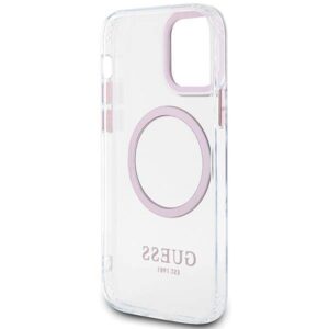 Apple iPhone 12 / 12 Pro Guess Dėklas Metal Outline Magsafe (GUHMP12MHTRMP) rožinės spalvos - Image 7