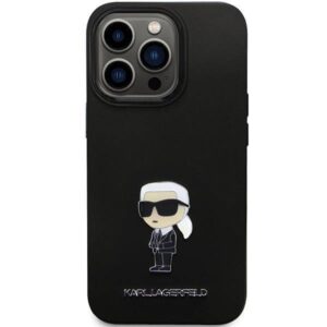 Apple iPhone 13 Pro Karl Lagerfeld silikoninis dėklas Ikonik Metal Pin (KLHCP13LSMHKNPK) juodos spalvos - Image 3