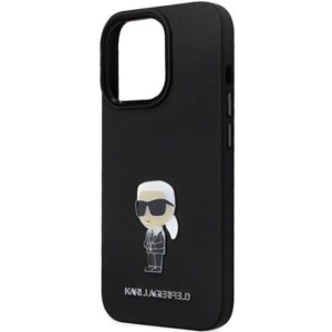 Apple iPhone 13 Pro Karl Lagerfeld silikoninis dėklas Ikonik Metal Pin (KLHCP13LSMHKNPK) juodos spalvos - Image 6