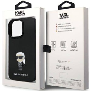 Apple iPhone 13 Pro Karl Lagerfeld silikoninis dėklas Ikonik Metal Pin (KLHCP13LSMHKNPK) juodos spalvos - Image 8