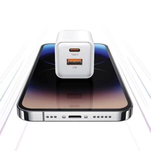 USAMS Tinklo įkroviklis 1xUSB+1xUSB-C PD30W 3A (only head) PD3.0 Fast Charging juodos spalvos X-ron Series CC189TC01 (US-CC189) - Image 4
