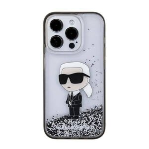 Apple iPhone 15 Pro Karl Lagerfeld Hardcase Liquid Glitter Ikonik (KLHCP15LLKKNSK) dėklas telefonui skaidrus - Image 3