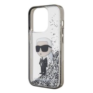 Apple iPhone 15 Pro Karl Lagerfeld Hardcase Liquid Glitter Ikonik (KLHCP15LLKKNSK) dėklas telefonui skaidrus - Image 6
