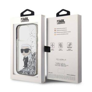 Apple iPhone 15 Pro Karl Lagerfeld Hardcase Liquid Glitter Ikonik (KLHCP15LLKKNSK) dėklas telefonui skaidrus - Image 8