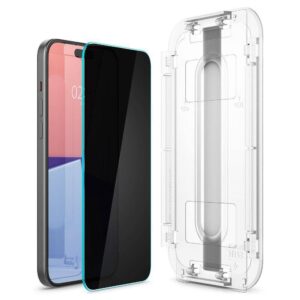 Apsauginis stiklas telefonui Apple iPhone 15 Spigen Glas.tr "EZ Fit" Privacy 2-pack - Image 4