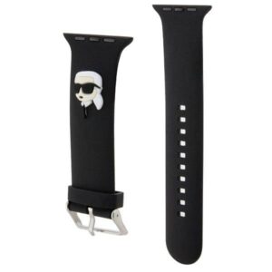 Apyrankė Apple Watch 4 / 5 / 6 / 7 / 8 / SE / Ultra (42 / 44 / 45 / 49 MM) Karl Lagerfeld 3D Rubber Karl Head (KLAWLSLKNK) juodos spalvos - Image 3
