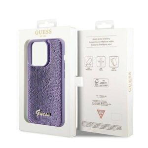 Apple iPhone 14 Pro Max Guess dėklas Sequin Script Metal (GUHCP14XPSFDGSU) violetinės spalvos - Image 8