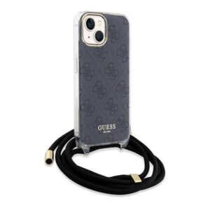 Apple iPhone 13 / 14 / 15 Guess dėklas Crossbody Cord 4G Print (GUHCP15SHC4SEK) juodos spalvos - Image 3