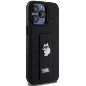 Apple iPhone 13 Pro Karl Lagerfeld dėklas Gripstand Saffiano Choupette Pins (KLHCP13LGSACHPK) juodos spalvos - Image 4