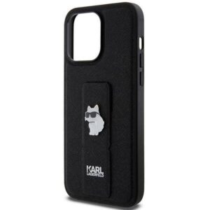 Apple iPhone 13 Pro Karl Lagerfeld dėklas Gripstand Saffiano Choupette Pins (KLHCP13LGSACHPK) juodos spalvos - Image 6
