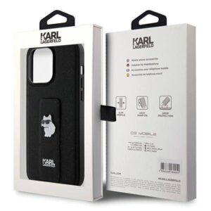 Apple iPhone 13 Pro Karl Lagerfeld dėklas Gripstand Saffiano Choupette Pins (KLHCP13LGSACHPK) juodos spalvos - Image 8