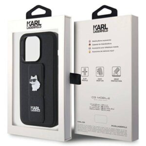 Apple iPhone 14 Pro Karl Lagerfeld dėklas Gripstand Saffiano Choupette Pins (KLHCP14LGSACHPK) juodos spalvos - Image 9