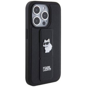 Apple iPhone 14 Pro Max Karl Lagerfeld dėklas Gripstand Saffiano Choupette Pins (KLHCP14XGSACHPK) juodos spalvos - Image 4