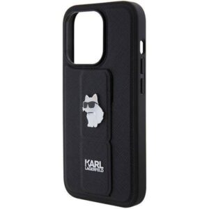 Apple iPhone 14 Pro Max Karl Lagerfeld dėklas Gripstand Saffiano Choupette Pins (KLHCP14XGSACHPK) juodos spalvos - Image 6