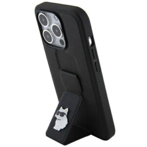 Apple iPhone 14 Pro Max Karl Lagerfeld dėklas Gripstand Saffiano Choupette Pins (KLHCP14XGSACHPK) juodos spalvos - Image 8
