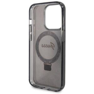 Guess GUHMP14XHRSGSK iPhone 14 Pro Max 6.7" czarny/juodos spalvos dėklas Ring Stand Script Glitter MagSafe - Image 7